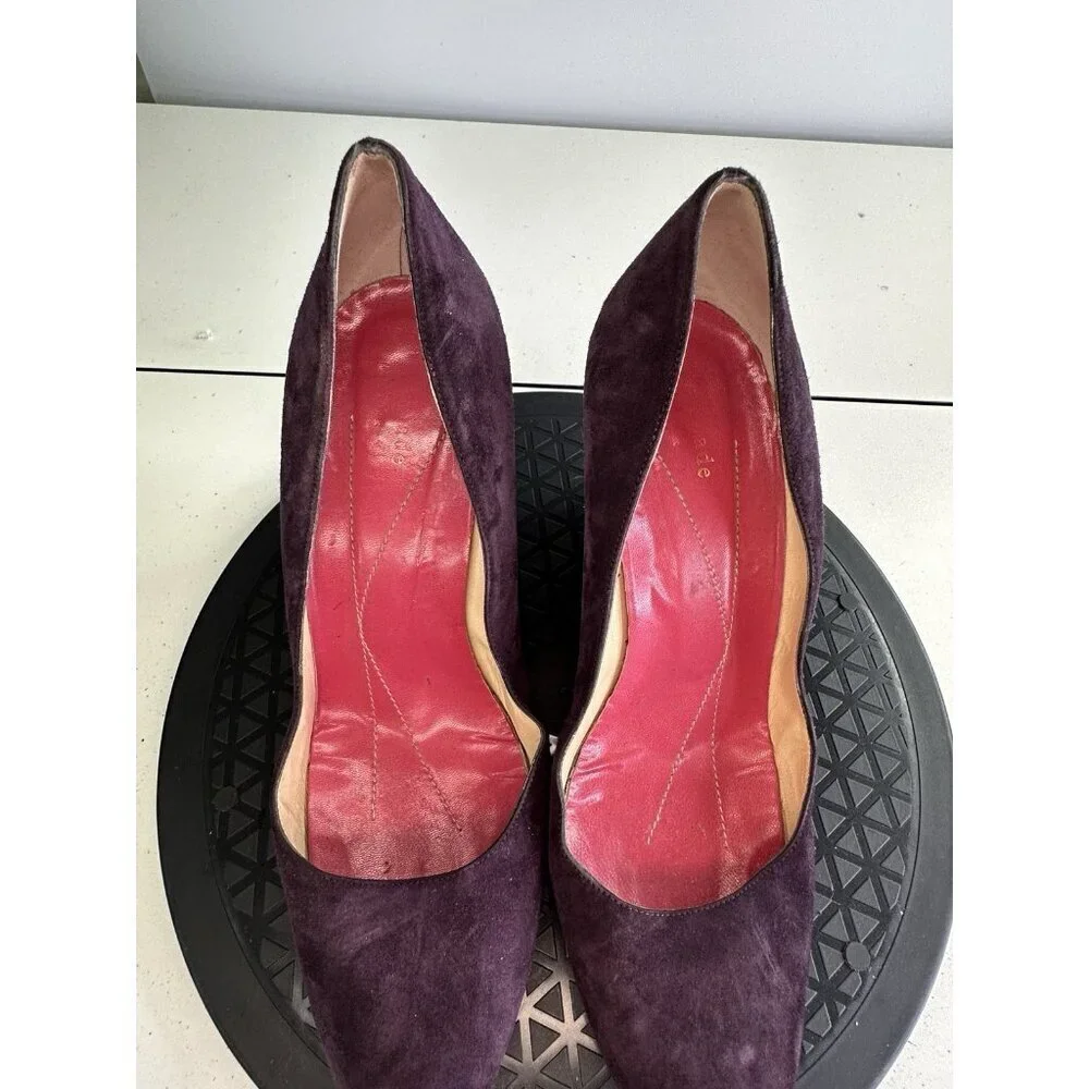 KATE SPADE Purple Suede Wedges  with Signature Pink Interior Size 9 B